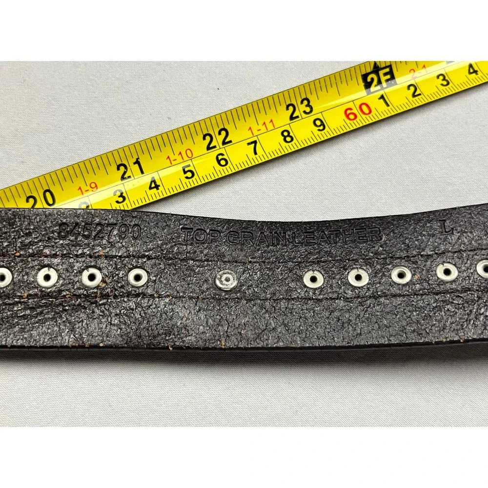 Roper Brown Leather Western Belt Large Rhinestone Filigree Cross Buckle Studded